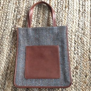 Longchamp Tweed and Leather Tote